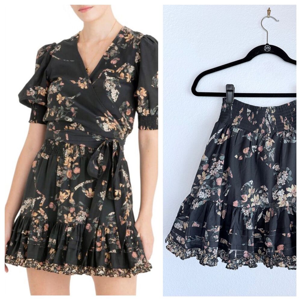NWT Secret Mission Cape Town Bleeker Flare Skirt in Black Mix Floral Size S